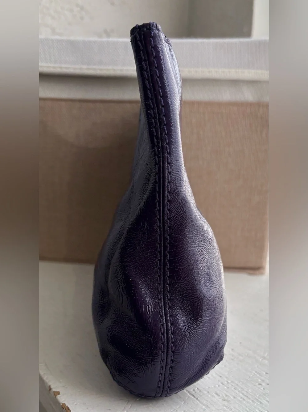 Michael Kors Leather Berkley Clutch Hand Bag Purse Purple with Gold Hardware